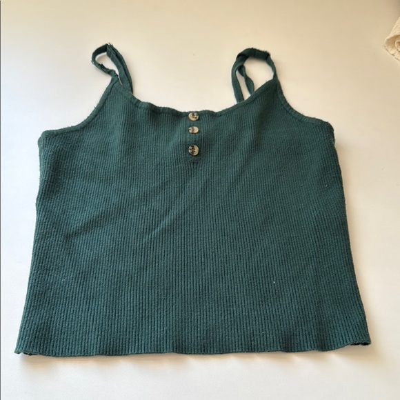 Forever 21 Green Ribbed Crop Camisole - Picture 1 of 3
